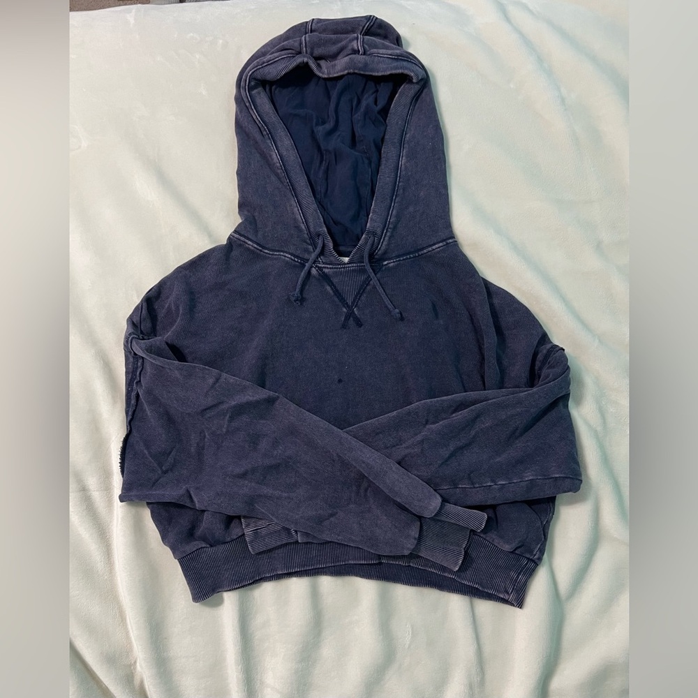 Navy Blue Cropped Hoodie